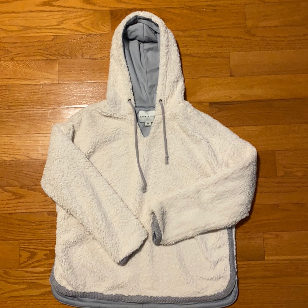Cream and grey furry hoodie